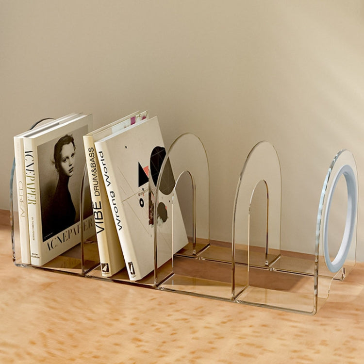 Book Riser Stand Desktop Book Storage Shelf Student Transparent Book Holder(White Ring)