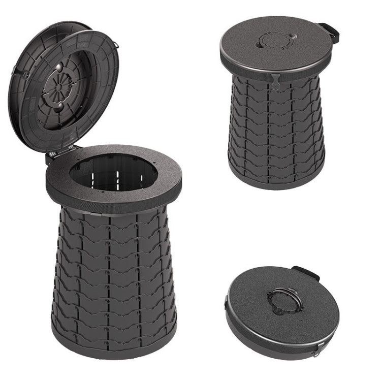 Car Outdoor Multifunctional Retractable Thickened Folding Stool Portable Toilet(Black)