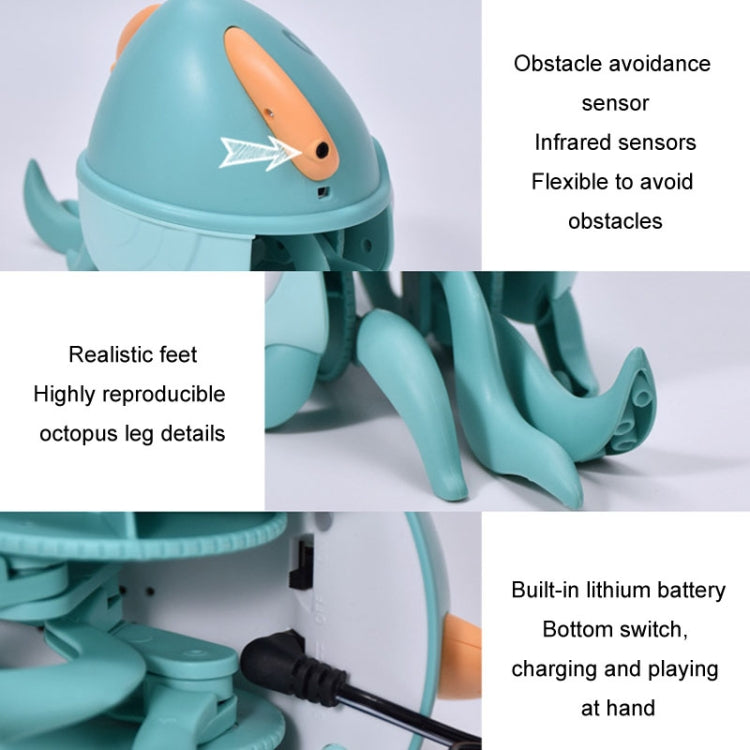 Children Electrical Sensor Octopus Toy Automatic Obstacle Avoidance Sound Light Crawling Quirky Toy(Pink)