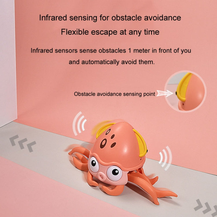Children Electrical Sensor Octopus Toy Automatic Obstacle Avoidance Sound Light Crawling Quirky Toy(Pink)