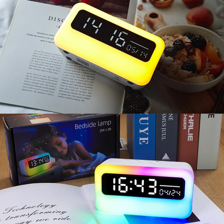 JSK-L30 Bluetooth Speaker Atmosphere Alarm Clock Regularly Wake Up APP Smart Home Charging Night Light(White)