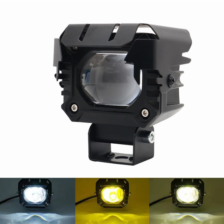 Motorcycle Strong Light With Lens Spotlight Electrical Bike Conversion Spotlight Paving Light(White And Yellow Dual Light)