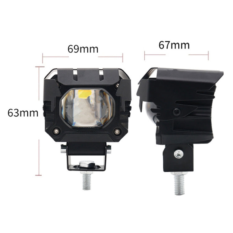 Motorcycle Strong Light With Lens Spotlight Electrical Bike Conversion Spotlight Paving Light(White And Yellow Dual Light)