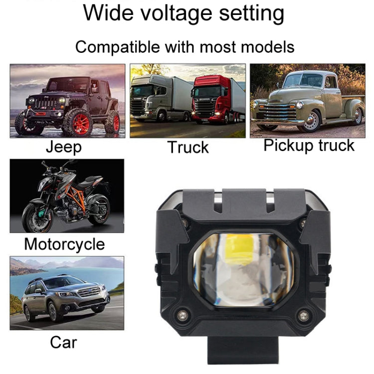 Motorcycle Strong Light With Lens Spotlight Electrical Bike Conversion Spotlight Paving Light(White And Yellow Dual Light)