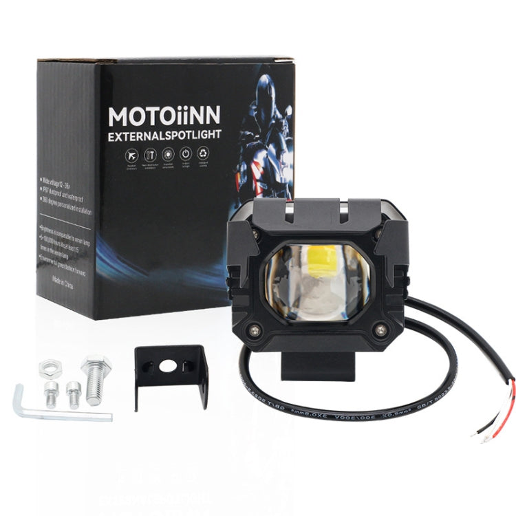 Motorcycle Strong Light With Lens Spotlight Electrical Bike Conversion Spotlight Paving Light(White And Yellow Dual Light)
