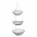 3-tier Hanging Fruit Basket Wrought Iron Fruit Vegetable Storage Organizer(Bronze)