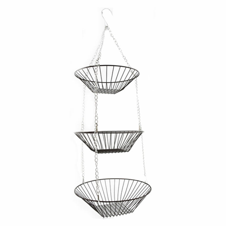 3-tier Hanging Fruit Basket Wrought Iron Fruit Vegetable Storage Organizer(Bronze)