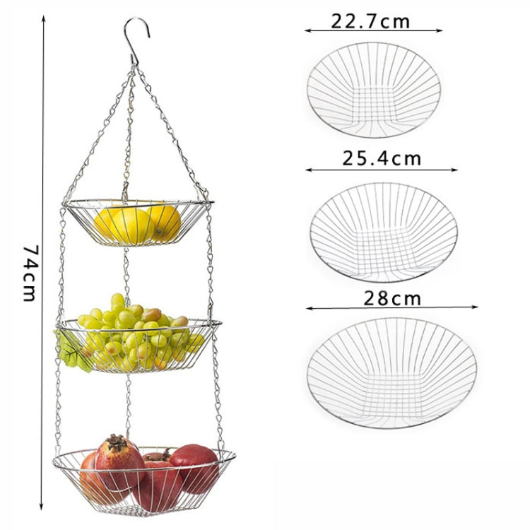 3-tier Hanging Fruit Basket Wrought Iron Fruit Vegetable Storage Organizer(Bronze)