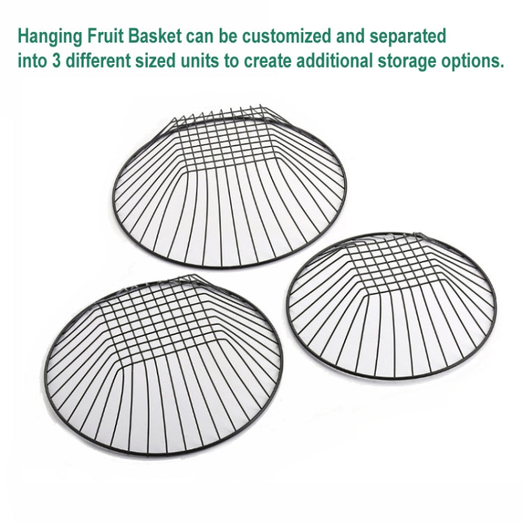3-tier Hanging Fruit Basket Wrought Iron Fruit Vegetable Storage Organizer(Silver)