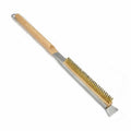 21 Inch Wooden Handle Pizza Oven Brush with Stone Scraper, Spec: Stainless Steel Wire Bristles Primary Color