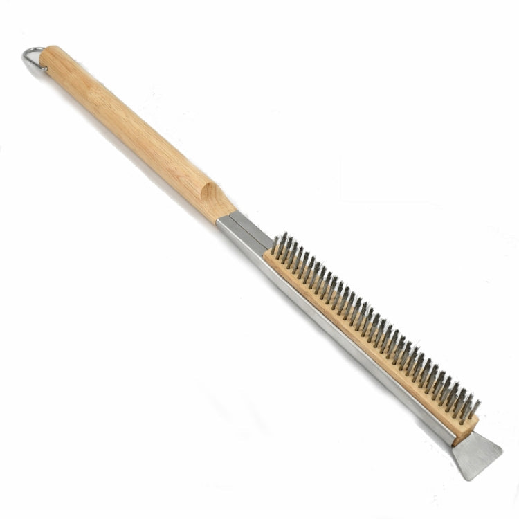 21 Inch Wooden Handle Pizza Oven Brush with Stone Scraper, Spec: Copper Wire Bristles Primary Color