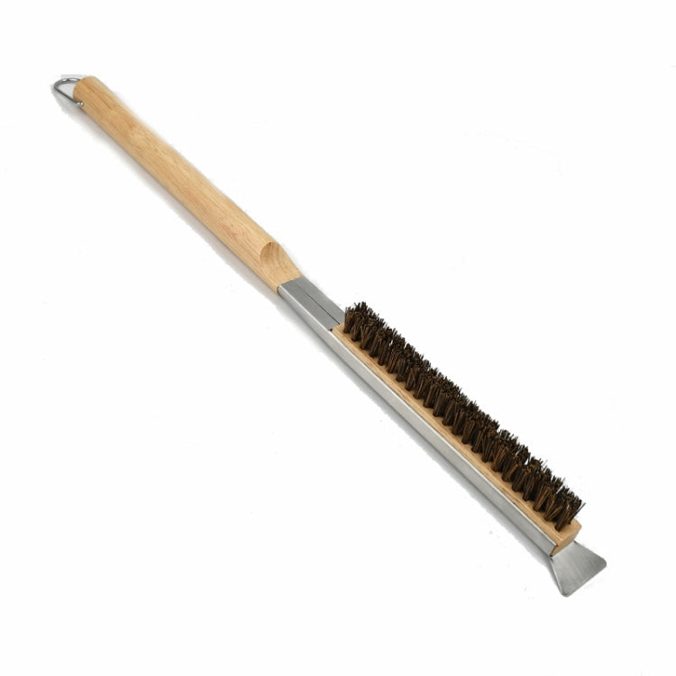 21 Inch Wooden Handle Pizza Oven Brush with Stone Scraper, Spec: Palm Stalk Fiber Bristles Primary Color