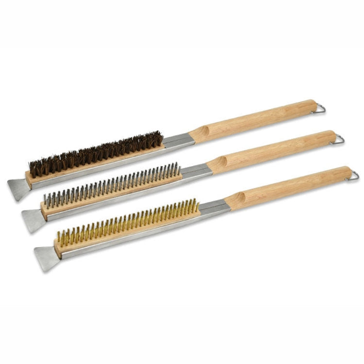 21 Inch Wooden Handle Pizza Oven Brush with Stone Scraper, Spec: Palm Stalk Fiber Bristles Color Spray