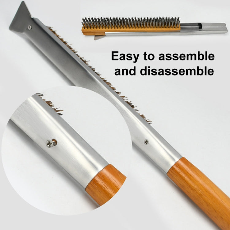 21 Inch Wooden Handle Pizza Oven Brush with Stone Scraper, Spec: Palm Stalk Fiber Bristles Primary Color