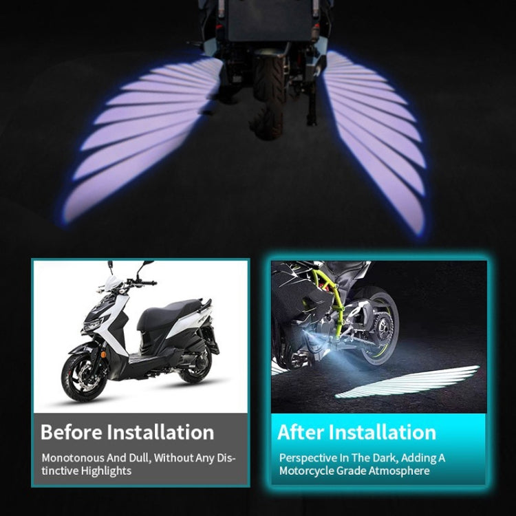 1pair Motorcycle Angel Wings Welcome Light LED Chassis Modified Wings Projector Light(Red)