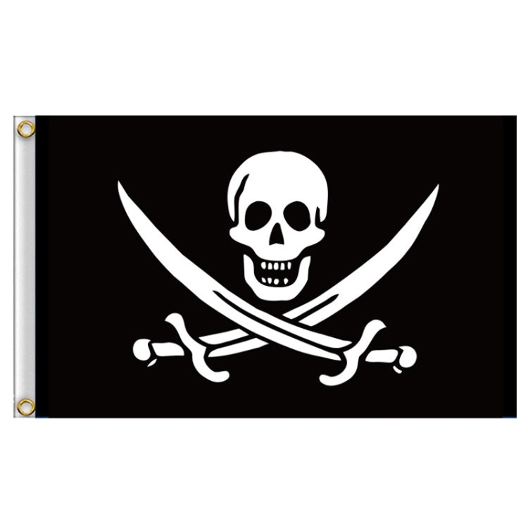 60x90cm Bar Haunted House Pirate Skeleton Flag Halloween Hanging Cloth, Style: Bald Knife And Fork
