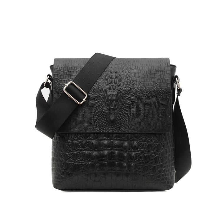 Men Vertical PU Leather Shoulder Bag Water-Repellent Casual Briefcase(Black)