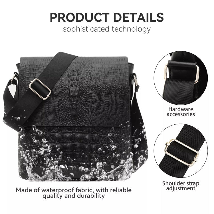 Men Vertical PU Leather Shoulder Bag Water-Repellent Casual Briefcase(Brown)