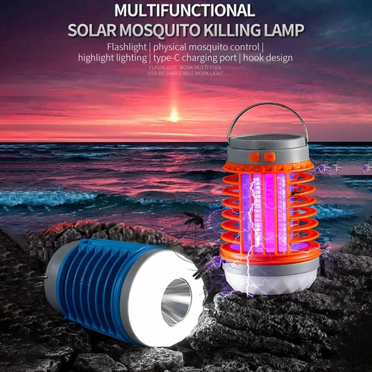 E-SMARTER W890-1 Solar LED Electric Shock Mosquito Light Outdoor USB Rechargeable Lighting Mosquito Trap(Blue)