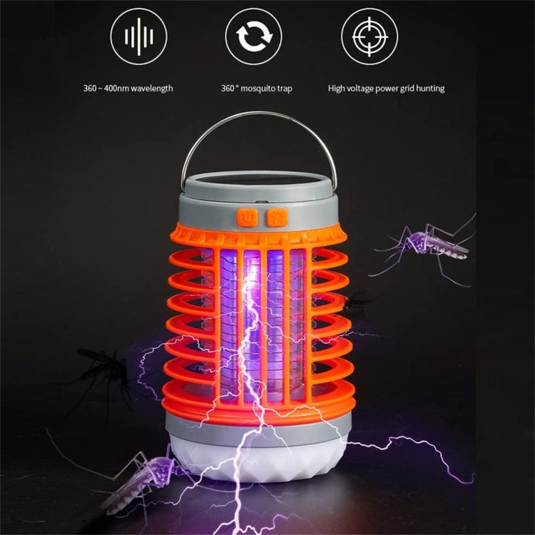 E-SMARTER W890-1 Solar LED Electric Shock Mosquito Light Outdoor USB Rechargeable Lighting Mosquito Trap(Orange)