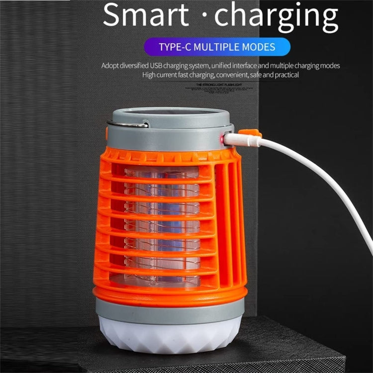 E-SMARTER W890-1 Solar LED Electric Shock Mosquito Light Outdoor USB Rechargeable Lighting Mosquito Trap(Orange)