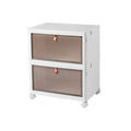 2-Tier Stackable Plastic Storage Bins With Wheels & Magnetic Door For Snacks, Clothes, Kitchen Supplies, Shoes