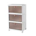 3-Tier Stackable Plastic Storage Bins With Wheels & Magnetic Door For Snacks, Clothes, Kitchen Supplies, Shoes