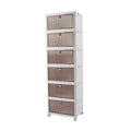 6-Tier Stackable Plastic Storage Bins With Wheels & Magnetic Door For Snacks, Clothes, Kitchen Supplies, Shoes
