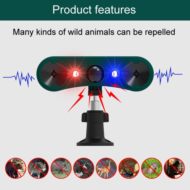 N911W Solar Powered Mouse Repeller Alarm Infrared Sensor Animal Repellent(Green)