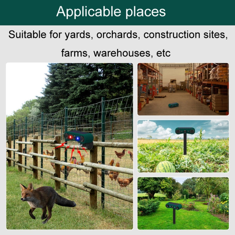 N911W Solar Powered Mouse Repeller Alarm Infrared Sensor Animal Repellent(Green)