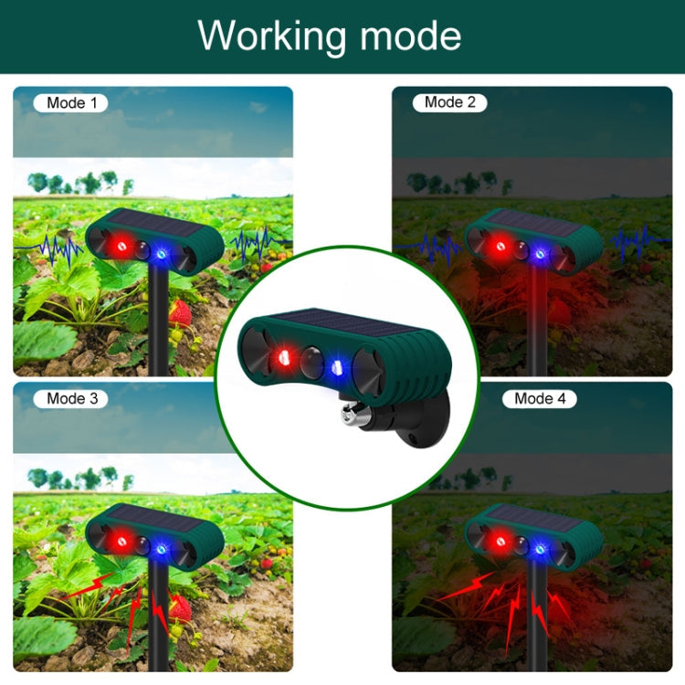 N911W Solar Powered Mouse Repeller Alarm Infrared Sensor Animal Repellent(Green)