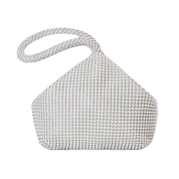 Evening Clutch Bag Ladies Banquet Soft Beaded Handbag(Silver)