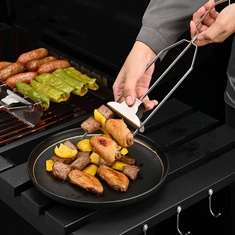 6 In 1 Stainless Steel BBQ Skewers Semi-Automatic Barbecue Fork
