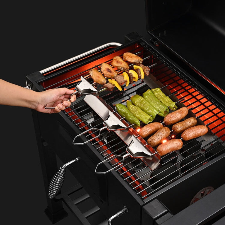 3 Way Skewer Stainless Steel BBQ Skewers Semi-Automatic Barbecue Fork