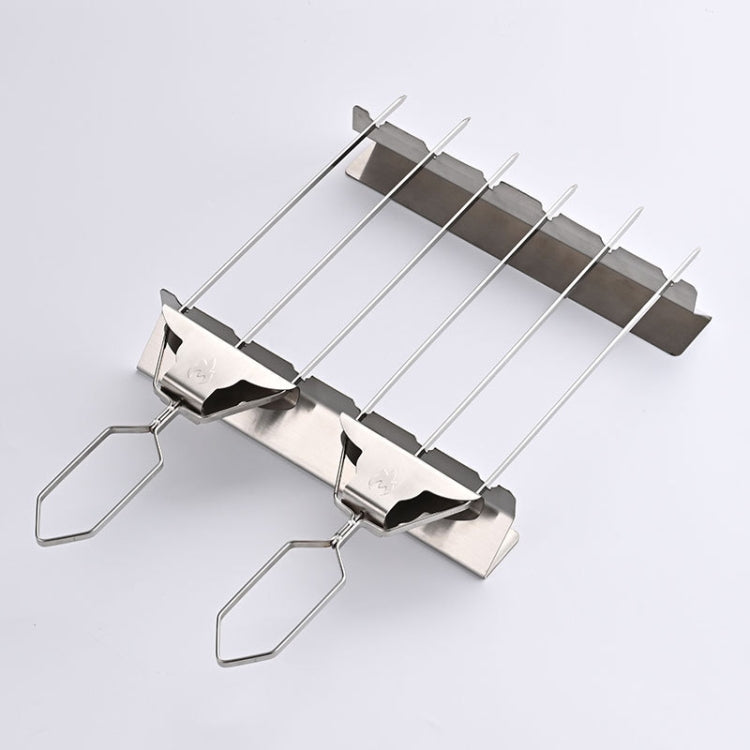 6pcs /Pack 1 Way Skewer Stainless Steel BBQ Skewers Semi-Automatic Barbecue Fork
