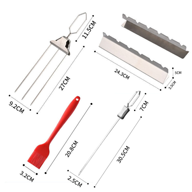 6 In 1 Stainless Steel BBQ Skewers Semi-Automatic Barbecue Fork