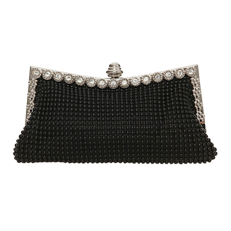 Aluminum Beads Rhinestone Evening Bag Ladies Banquet Evening Clutch Bag(Black)