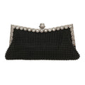 Aluminum Beads Rhinestone Evening Bag Ladies Banquet Evening Clutch Bag(Black)