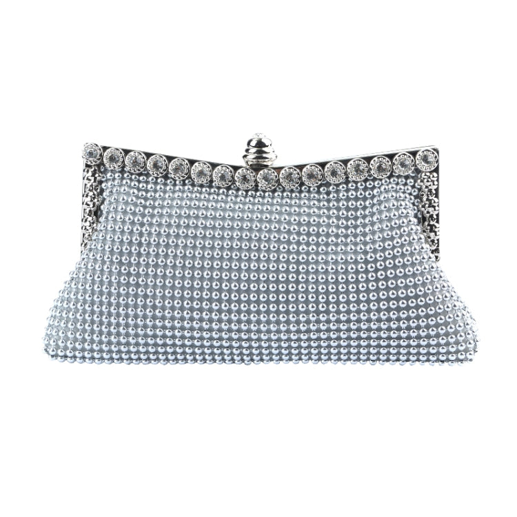 Aluminum Beads Rhinestone Evening Bag Ladies Banquet Evening Clutch Bag(Silver)