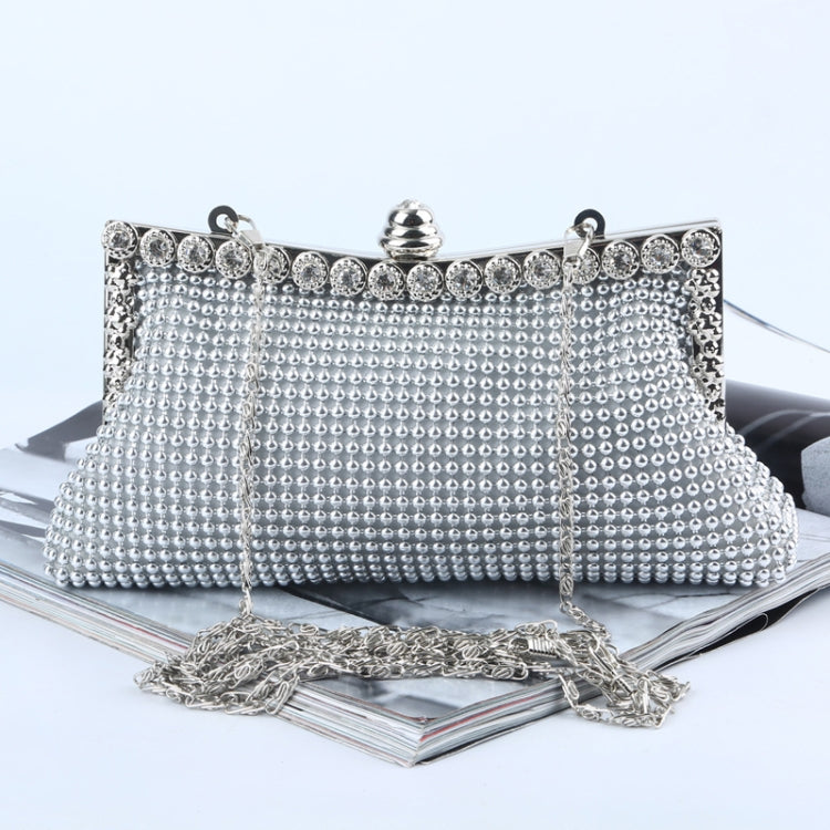 Aluminum Beads Rhinestone Evening Bag Ladies Banquet Evening Clutch Bag(Silver)
