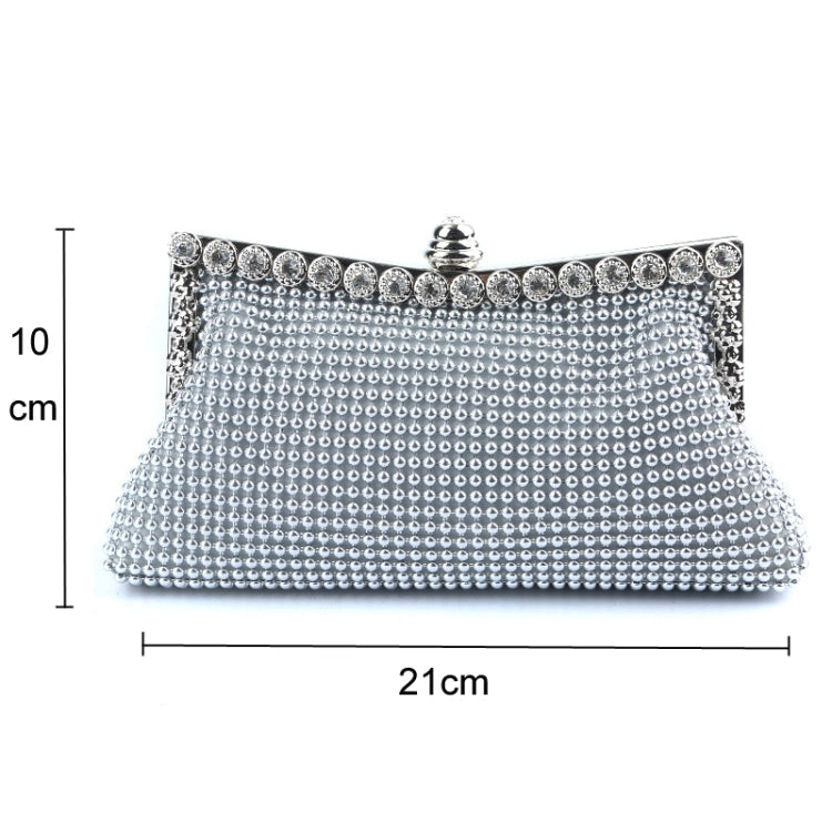 Aluminum Beads Rhinestone Evening Bag Ladies Banquet Evening Clutch Bag(Gold)