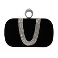 U-Shape Embellished Evening Bag Ladies Banquet Evening Clutch Bag(Black)