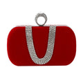 U-Shape Embellished Evening Bag Ladies Banquet Evening Clutch Bag(Red)