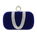 U-Shape Embellished Evening Bag Ladies Banquet Evening Clutch Bag(Sapphire Blue)
