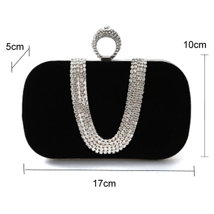 U-Shape Embellished Evening Bag Ladies Banquet Evening Clutch Bag(Sapphire Blue)