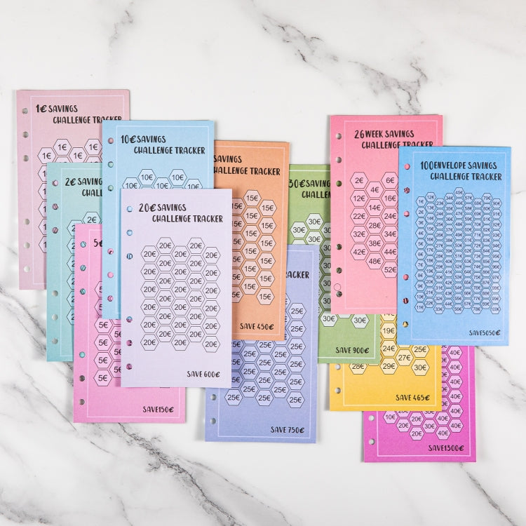 48 Sheets Euro Edition  Savings Challenge Trackers A6 Money Saving Budget Planner Cards