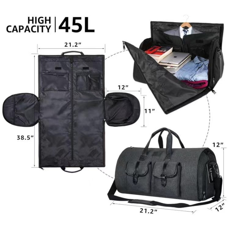 Large Capacity Suit Storage Bag Travel Portable Folding Bag Multifunctional Fitness Bag(Black)