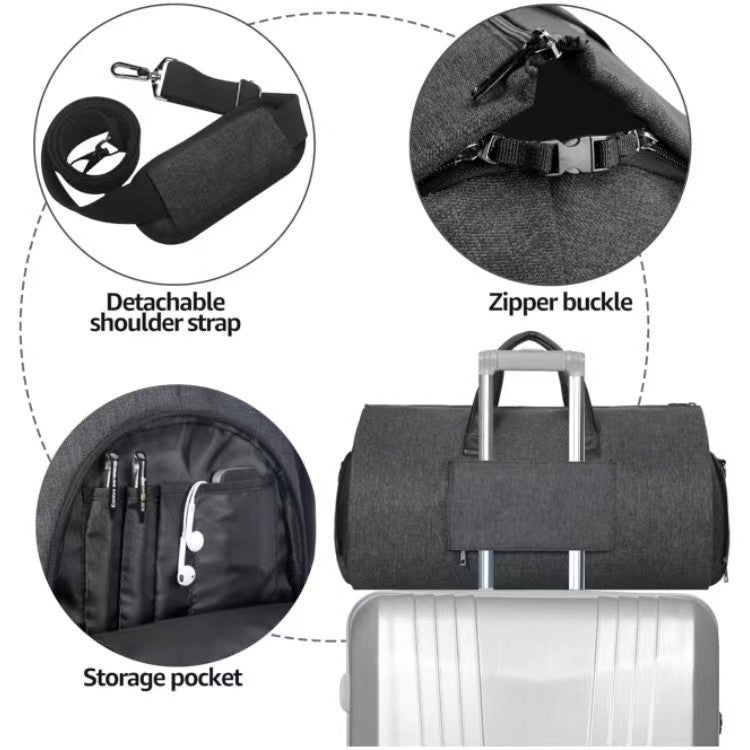 Large Capacity Suit Storage Bag Travel Portable Folding Bag Multifunctional Fitness Bag(Black)