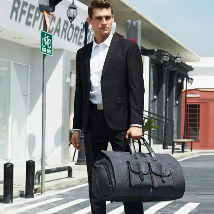 Large Capacity Suit Storage Bag Travel Portable Folding Bag Multifunctional Fitness Bag(Black)
