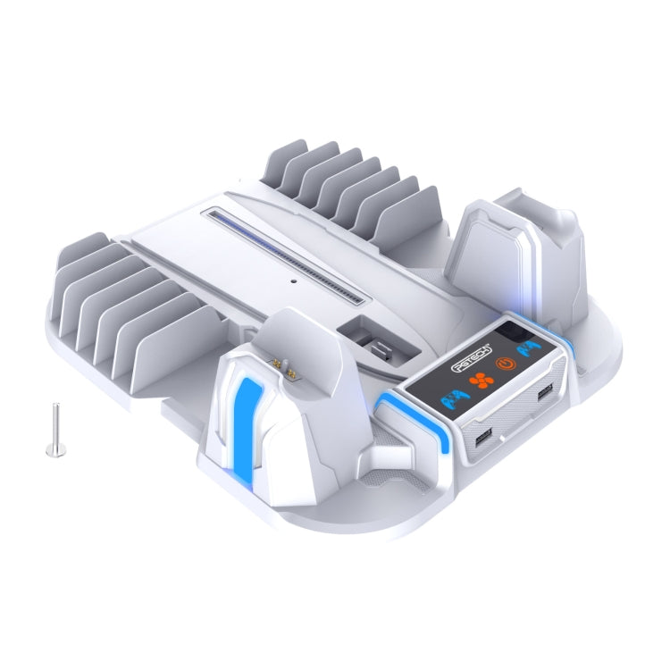 For Sony PS5 Slim PGTECH GP-521 Handle Charging Base Host Cooling Rack With Disc Rack(White)
